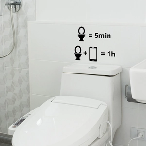 Adesivo murale divertente per bagno con contrasto di tempo d'uso del telefono cellulare