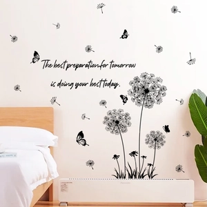 Dandelion Butterfly Inspirational Quote Wall Sticker PVC Self Adhesive Removable Decal For Living Room Bedroom Home Decor