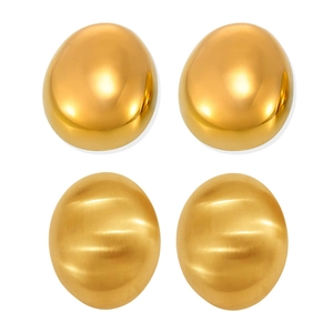 Goldene ovale Ohrstecker mit poliertem Spiegel und gebürstetem Matt-Finish aus Metall