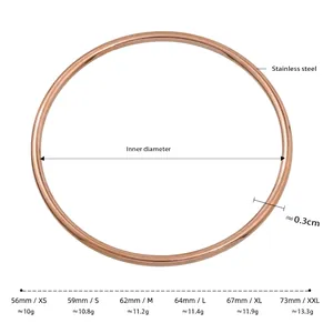 Detailed size guide for the 18K gold-plated stainless steel minimalist bangle bracelet