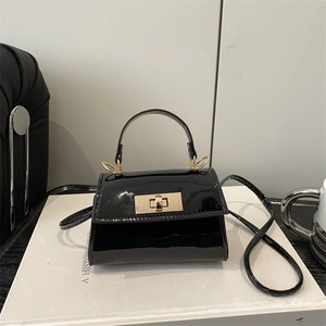 Mini Crossbody Bag Patent PU Leather Top Handle Handbag Gold Twist Lock Vintage Fashion Shoulder Purse