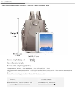 Detailed size specifications of the waterproof nylon backpack with dimension reference