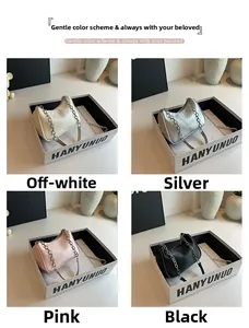 Detailed comparison of hobo shoulder bags in off-white, silver, pink, and black colors
