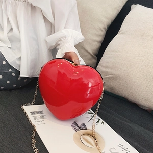 Damen Herzförmige Hartschale Kette Schultertasche Glänzend PC Umhängetasche Mini Geldbörse Für Dating Party