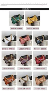 Collage of fashion faux crocodile pattern bags in 11 colors with chunky chain strap
