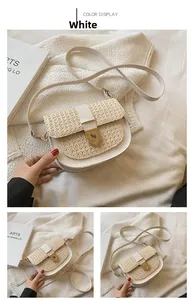 Detailansicht der gewebten Satteltasche mit goldenem Metallverschluss und Lederbesatz