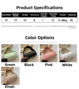 Detailed size specifications and multi-color selection for this soft PU leather mini bag