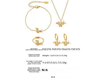 Dettagli del set gioielli cane placcato oro 18k con zirconi in acciaio inossidabile