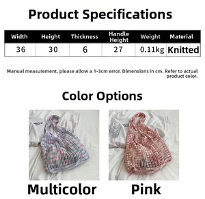 Detaillierte Größenangaben für die 36x30x6cm hohle Strickschultertasche mit Maßen