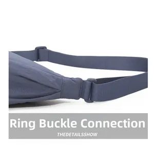 Macro shot of durable buckle connection and adjustable strap on nylon waist bag