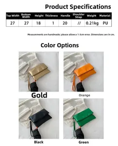 Guía de tallas con medidas 27x18cm para el bolso de mano minimalista de cuero de PU