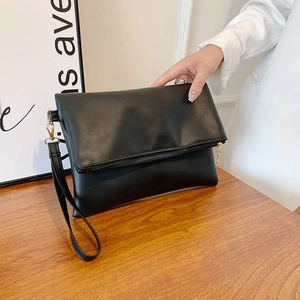 Cartera de Mano de Sobre para Mujer Plegable de Cuero PU Cartera de Muñeca Fiesta Noche Banquete Bolso de Moda Casual Color Sólido