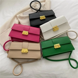 Modern crocodile texture crossbody bags in five colors with stylish gold metal clasps