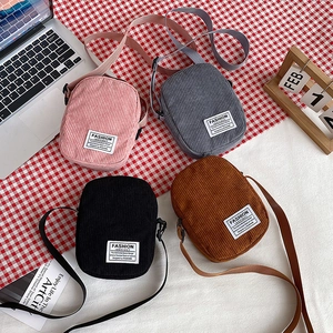 Minimalist corduroy crossbody bags for women in four colors with adjustable shoulder straps