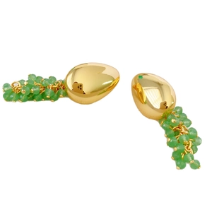 Boucles d'oreilles grappe de raisin vintage avec tiges en argent 925 et clous dorés