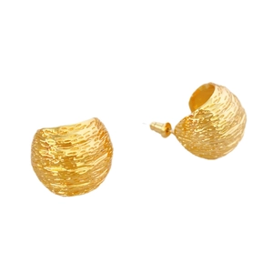 Textured gold half-sphere stud earrings with vintage brushed finish and 925 silver pins