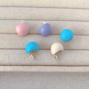 Enamel Drip Oil Stud Earrings Copper With 925 Sterling Silver Earring Post Candy Color Puff Shape Fashion For Women