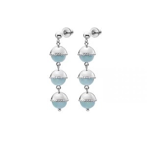 French vintage aquamarine tassel earrings in gold-plated silver with 925 silver needles