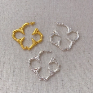 French Vintage Branch Textured Earrings With 925 Sterling Silver Earring Post Luxury Hollow Flower Jewelry For Women