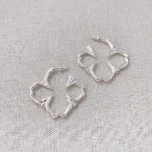 Elegant 925 silver branch earrings with diamond accents in a french vintage texture