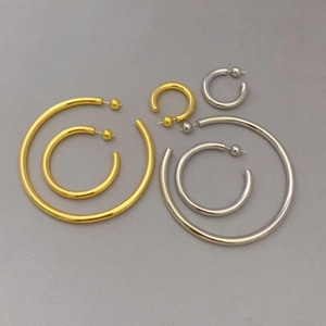 Hoop Earrings Hollow C-Shaped Gold Plated Copper With 925 Sterling Silver Earring Post Minimalist Fashion Jewelry