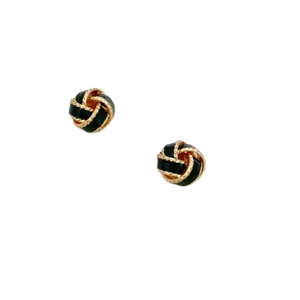 Klassische vergoldete Knotenstecker mit dunkelgrüner Emaille-Oberfläche für Damen