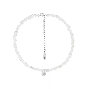 Collier en cristal blanc fait main avec pendentif goutte d'eau en argent poli élégant