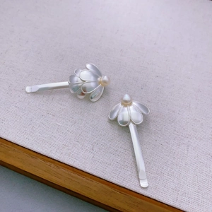 Vintage Ethnic Flower Hair Clip With Freshwater Cultured Artificial Pearl Shell Copper Silver Plated Hairpin For Women Wedding Party