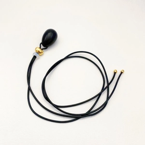 Black Onyx Water Drop Pendant Necklace Long Sweater Chain Retro Ethnic Jewelry With 18K Gold Plated Brass For Women