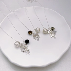 Collier À Pendentif Longue Frange Pour Femme En Cuivre Avec Pierre Naturelle Et Künstliche Perle Bijoux De Mode Minimaliste