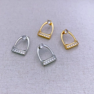 Horseshoe Buckle Earrings And Rings Copper With 925 Sterling Silver Earring Post Cubic Zirconia Luxury Elegant Women