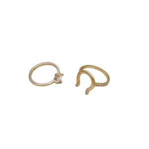 Golden horseshoe ring set with detachable cubic zirconia in minimalist 925 silver