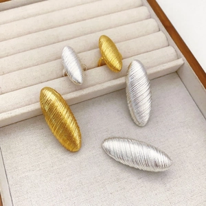 French Vintage Spiral Threaded Stud Earrings And Ring With 925 Sterling Silver Earring Post Copper Metallic Jewelry For Women