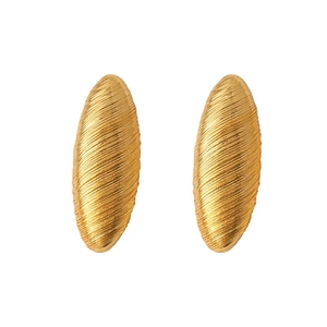French vintage spiral stud earrings with golden brushed texture and metallic luster
