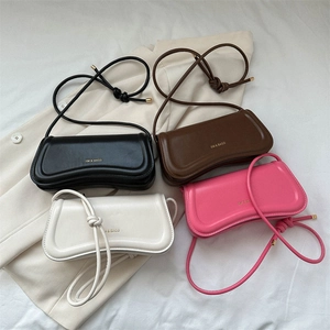 Chic minimalist arched underarm bags in black brown beige and pink with knotted straps