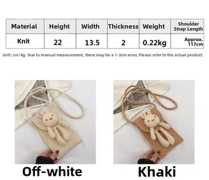 Tableau des tailles et spécifications du sac bandoulière tissé à la main avec motif lapin