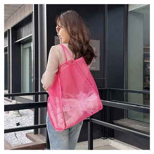 Toma exterior del bolso de malla rosa fuerte transpirable para compras y viajes