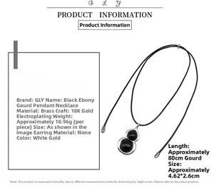 Détails du pendentif calebasse en bois d'ébène avec longueur de chaîne de 80 cm