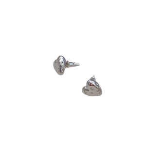 Vintage red enamel heart earrings with hammered gold-plated texture on white background