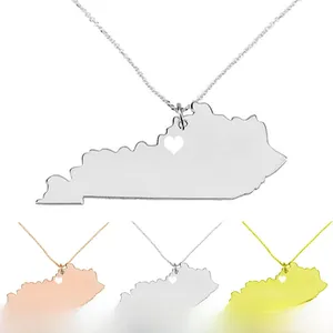 Collana Mappa Dello Stato Del Kentucky Pendente Con Motivo a Cuore In Acciaio Inossidabile Placcato Oro Gioielli Souvenir Per Donna Uomo