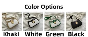 Detailed comparison of four stylish quilted shoulder bags in khaki, black, white, and green