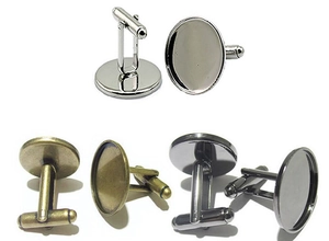 Détails de supports de boutons de manchette DIY en finitions argent, bronze et noir