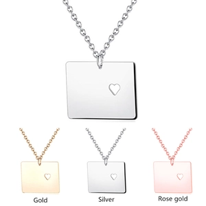 Colorado State Map Pendant Necklace Stainless Steel Minimalist Heart Cutout Jewelry For Men Women Daily Casual Wear