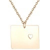 Rose gold Colorado state map necklace with hollow heart detail on a bead chain