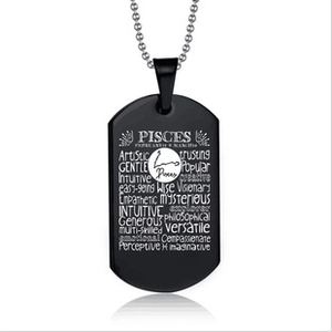 Gedetailleerde Pisces sterrenbeeld ketting met lasergravure en zilveren kralenketting