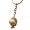 Vintage bronze spinning globe keychain with world map design for bags and accessories