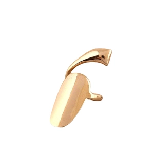 Polished gold fingertip ring with nail shape and adjustable open band design