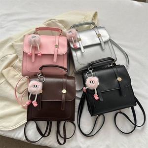 Mini Sac à Dos pour Femme en Cuir PU Style Cambridge Rétro Sac à Main Bandoulière Couleur Unie Mode Streetwear Voyage