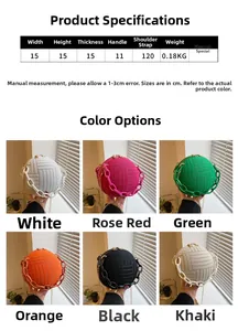 Detailed size parameters and color display of knitted spherical crossbody chain bag