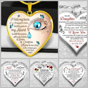Alloy Heart Pendant Necklace With Inspirational Messages For Daughter Wife Granddaughter Rose Butterfly Pattern Sentimental Jewelry Gift For Women
